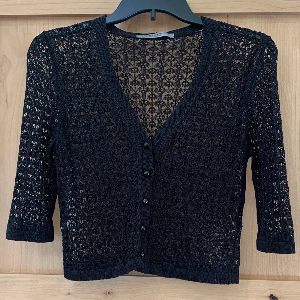 D. Exterior made in Italy Black Lace Dressy Top XS/S